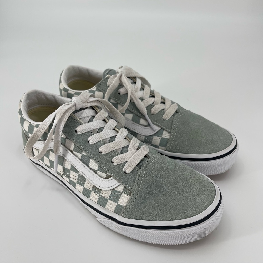 Vans Old Skool Checkerboard Suede Grey Canvas Iconic Size 4 Skater Surfer Casual